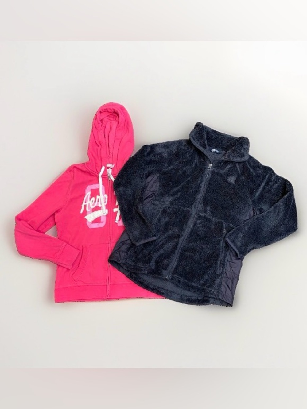 Women’s XL Aeropostale Zip Up Hoodie & Gray The North Face Osito Jacket Bundle